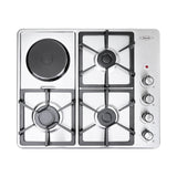 Estufa de Empotrar Haceb Tandoori Mixta Inox 60x51cm 110 Voltios para Mixto con Cuatro Quemadores