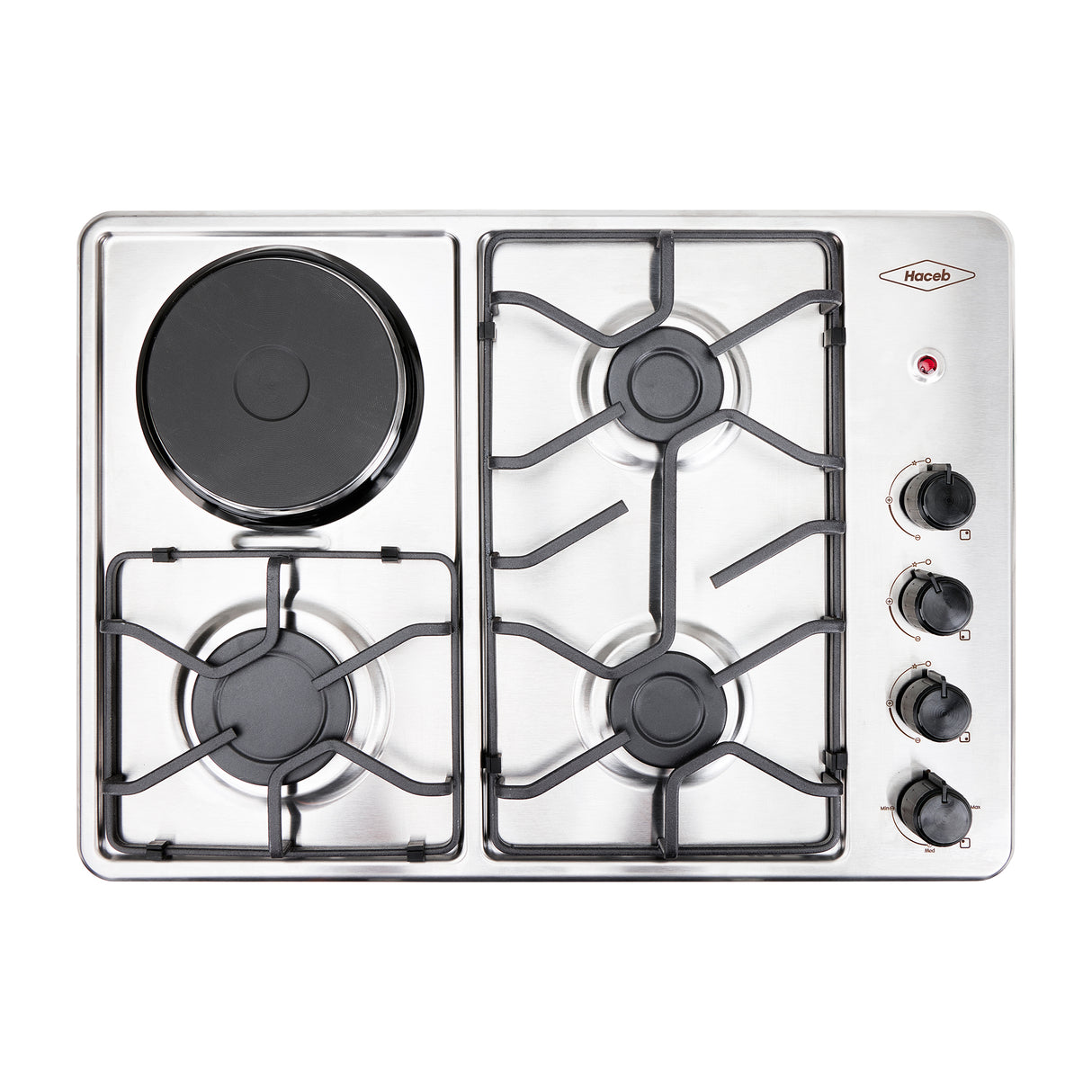 Estufa de Empotrar Haceb Tofu Mixta Inox 60x43cm 110 Voltios para Mixto con Cuatro Quemadores