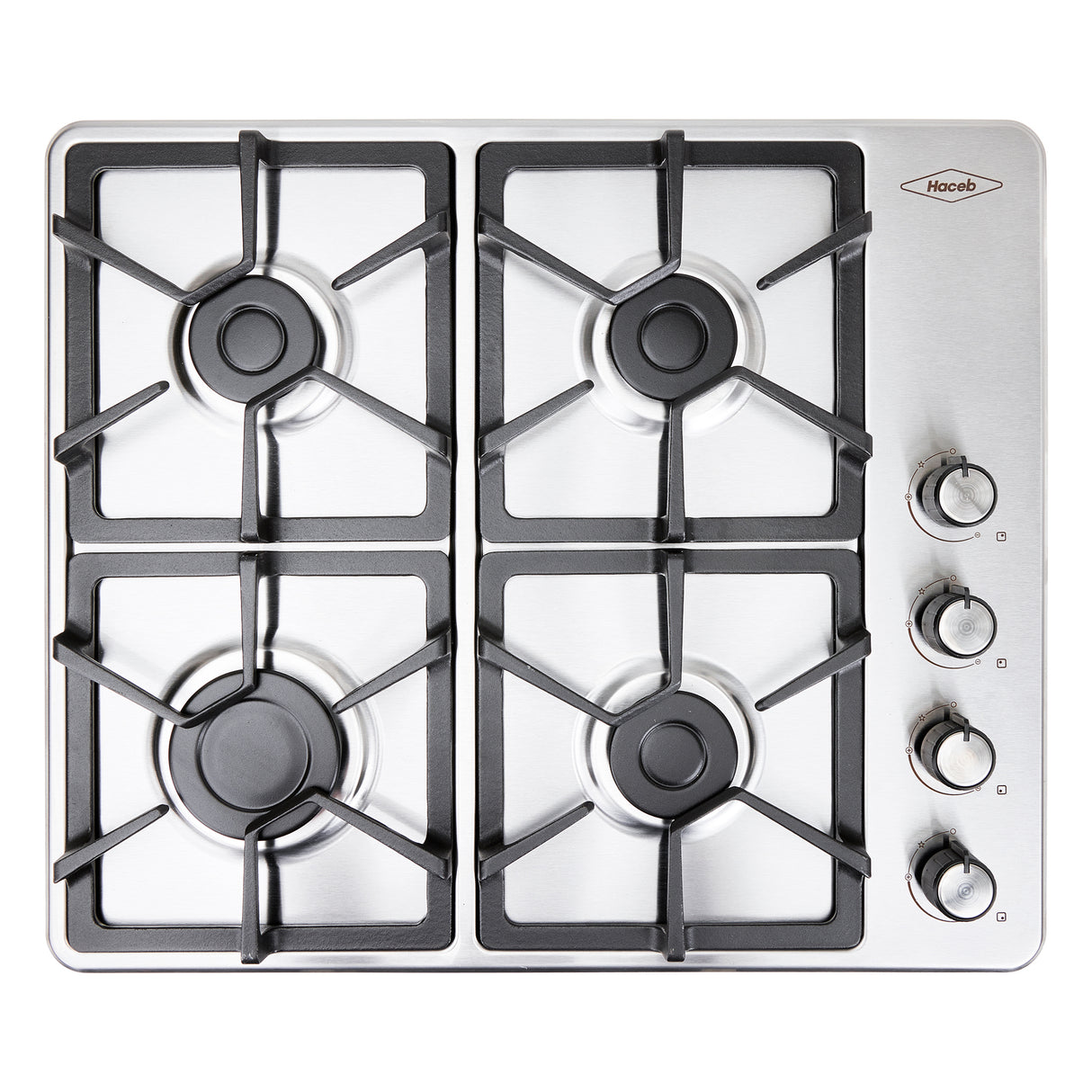 Estufa de Empotrar Haceb Tandoori Hierro Fundido Inox 60x52cm 110 Voltios para Gas Propano con Cuatro Quemadores