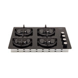 Estufa de Empotrar Haceb Cristal Negro 60x43cm 110 Voltios para Gas Natural con Cuatro Quemadores