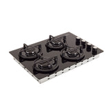Estufa de Empotrar Haceb Cristal Negro 60x43cm 110 Voltios para Gas Natural con Cuatro Quemadores