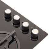 Estufa de Empotrar Haceb Cristal Negro 60x43cm 110 Voltios para Gas Natural con Cuatro Quemadores