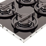 Estufa de Empotrar Haceb Cristal Negro 60x43cm 110 Voltios para Gas Natural con Cuatro Quemadores