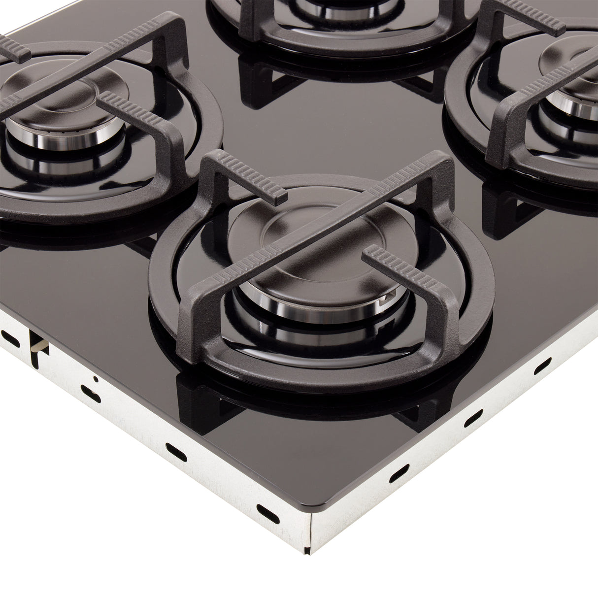 Estufa de Empotrar Haceb Cristal Negro 60x43cm 110 Voltios para Gas Natural con Cuatro Quemadores