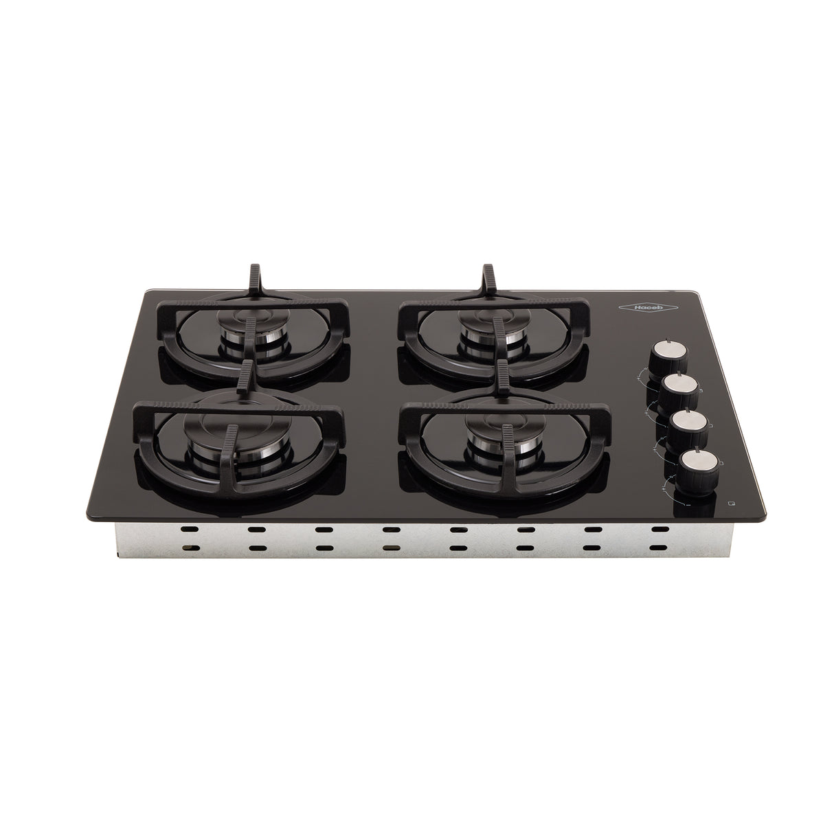 Estufa de Empotrar Haceb Cristal Negro 60x43cm 110 Voltios para Gas Propano con Cuatro Quemadores