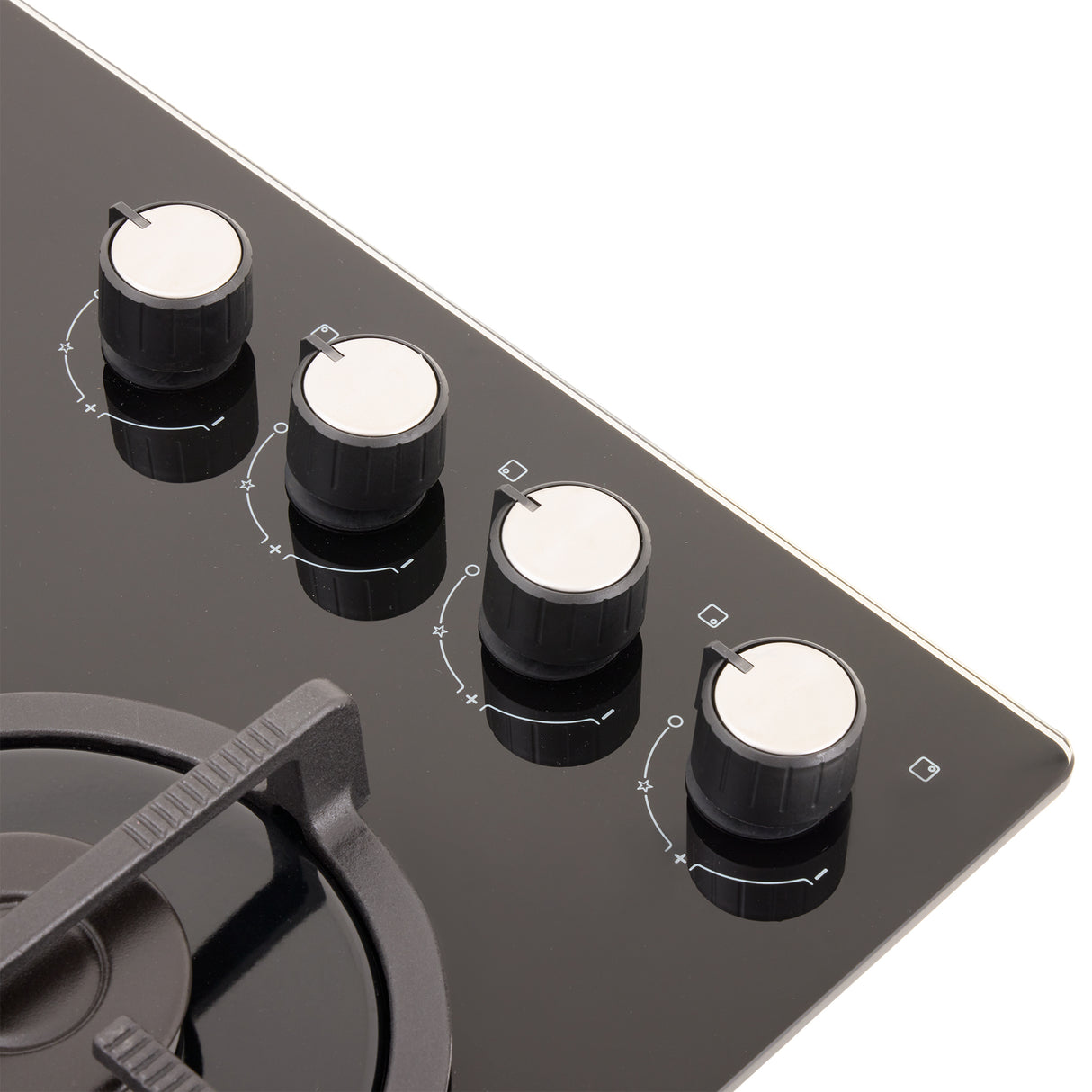 Estufa de Empotrar Haceb Cristal Negro 60x43cm 110 Voltios para Gas Propano con Cuatro Quemadores