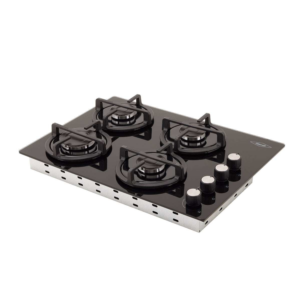 Estufa de Empotrar Haceb Cristal Negro 60x43cm 110 Voltios para Gas Propano con Cuatro Quemadores