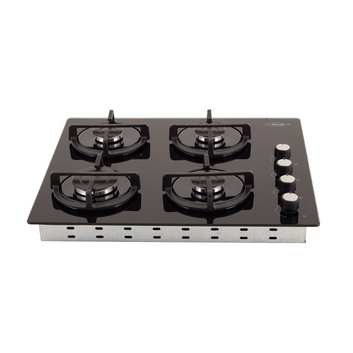 Estufa de Empotrar Haceb Cristal Negro 60x51cm 110 Voltios para Gas Propano con Cuatro Quemadores