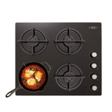 Estufa de Empotrar Haceb Cristal Negro 60x51cm 110 Voltios para Gas Propano con Cuatro Quemadores