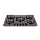 Estufa de Empotrar Haceb Cristal Negro y Plata 76x54cm 110 Voltios para Gas Natural con Cinco Quemadores