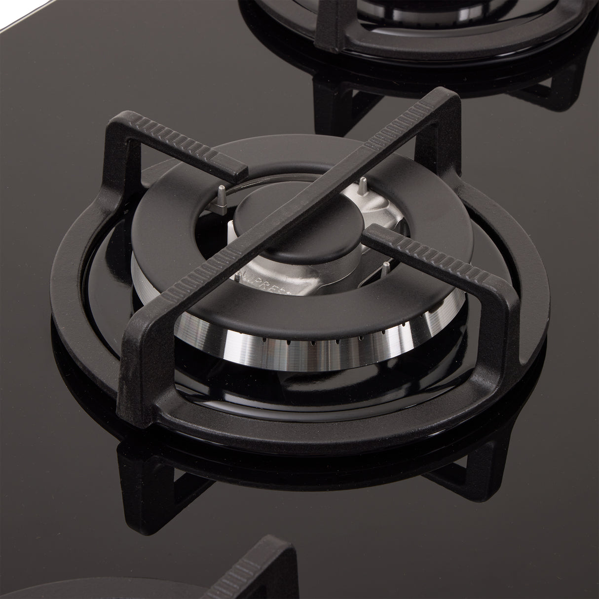 Estufa de Empotrar Haceb Cristal Negro y Plata 76x54cm 110 Voltios para Gas Propano con Cinco Quemadores