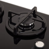 Estufa de Empotrar Haceb Cristal Negro y Plata 76x54cm 110 Voltios para Gas Propano con Cinco Quemadores