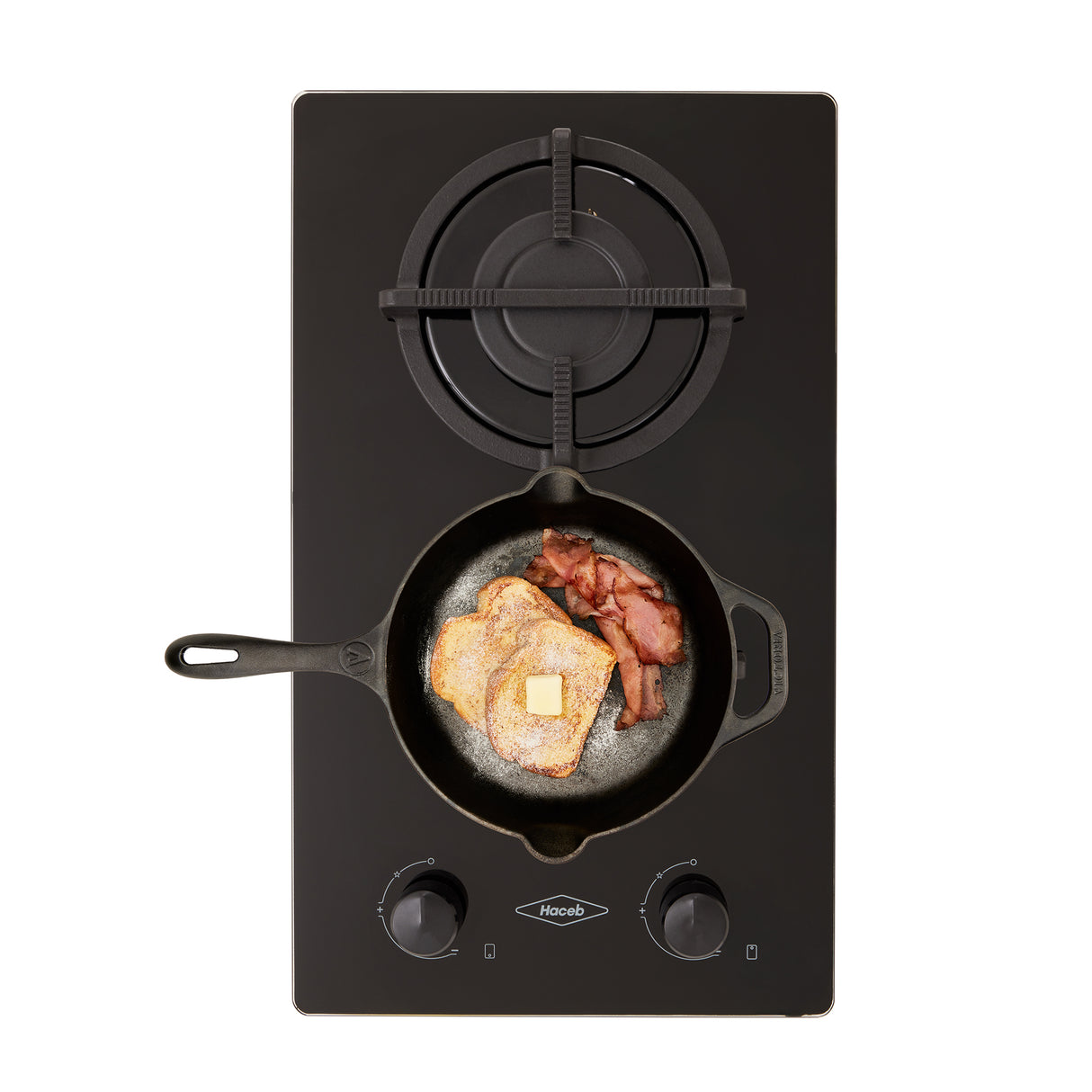 Estufa de Empotrar Haceb Cristal Negro 30x51cm 110 Voltios para Gas Natural con Dos Quemadores