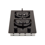 Estufa de Empotrar Haceb Cristal Negro 30x51cm 110 Voltios para Gas Natural con Dos Quemadores