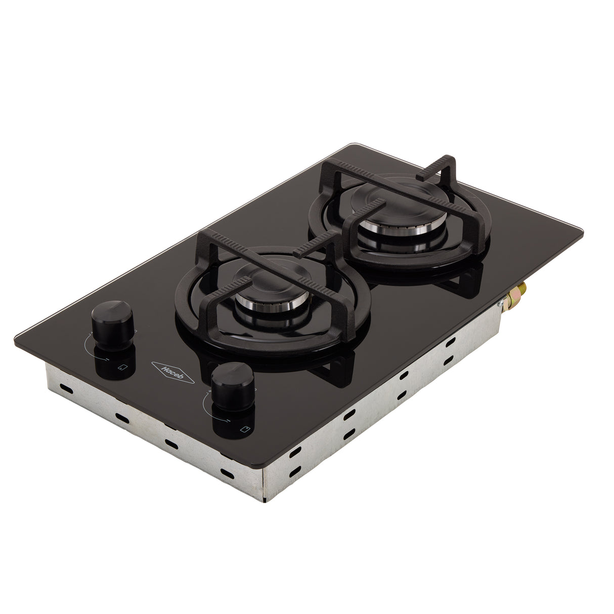 Estufa de Empotrar Haceb Cristal Negro 30x51cm 110 Voltios para Gas Propano con Dos Quemadores