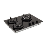 Estufa de Empotrar Haceb Cristal Negro y Plata 60x43cm 110 Voltios para Gas Natural con Tres Quemadores