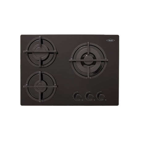 Estufa de Empotrar Haceb Cristal Negro 60x43cm 110 Voltios para Gas Natural con Tres Quemadores