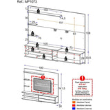 Centro de Entretenimiento Blanco y Castaño 213x171cm Para TV Hasta 65" Pulgadas con Siete Compartimientos y con Ranura para Cables