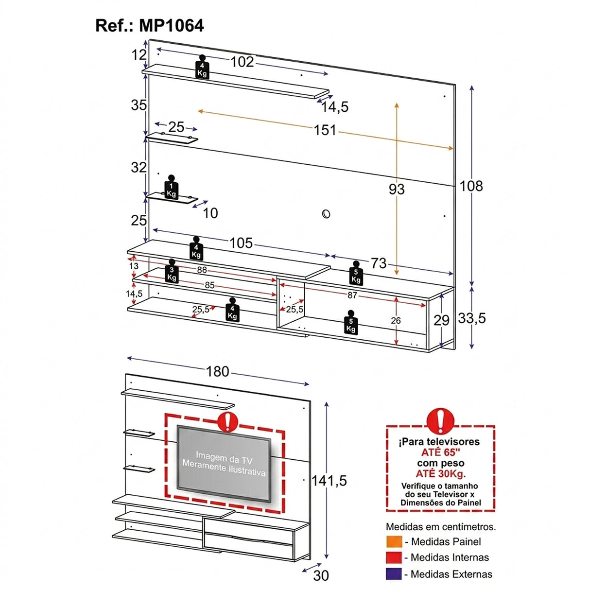 Centro de Entretenimiento Castaño 213x171cm Para TV Hasta 65" Pulgadas con Siete Compartimientos y con Ranura para Cables