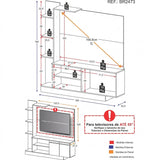 Centro de Entretenimiento Blanco y Gris 165x164cm Para TV Hasta 55" Pulgadas con Seis Compartimientos y con Ranura para Cables