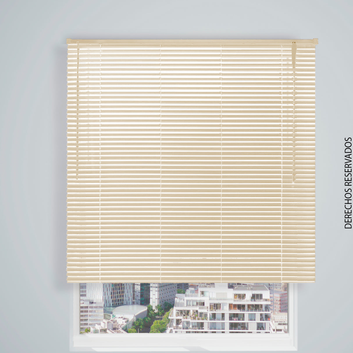 Persiana Horizontal Crema 140x140cm de Apertura Vertical con Soporte Propio