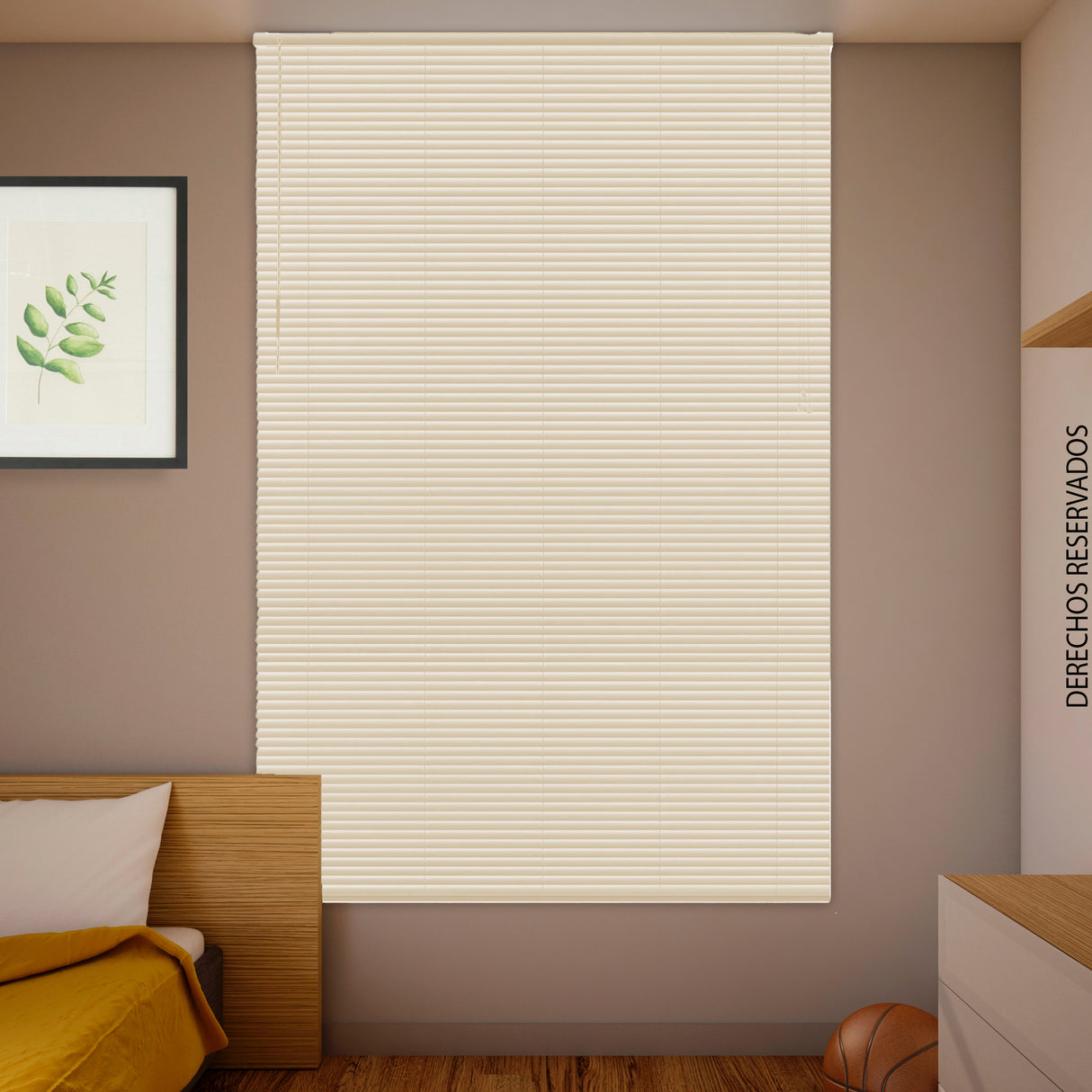 Persiana Horizontal Crema 160x140cm de Apertura Vertical con Soporte Propio
