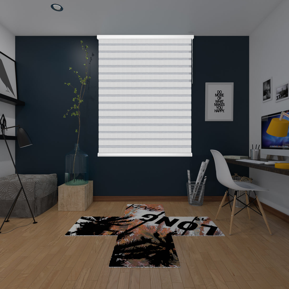 Cortina Roller Duo Elegance Blanco 160x170cm Enrollable de Rayas Apertura Vertical y con Sistema Propio