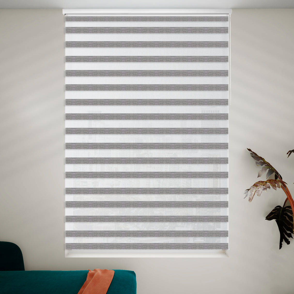 Cortina Roller Duo Elegance Gris 180x170cm Enrollable de Rayas Apertura Vertical y con Sistema Propio