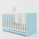Cuna 3 en 1 Azul Aguamarina y Blanco 66x80cm para Colchón Infantil 60 X 130 Cm con Colchón y sin Cabecero