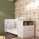 Cuna con Cómoda Blanco 68x73cm para Colchón Infantil 60 X 130 Cm con Colchón y sin Cabecero