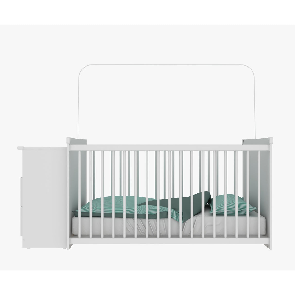 Cuna con Cómoda Blanco 68x73cm para Colchón Infantil 60 X 130 Cm con Colchón y sin Cabecero