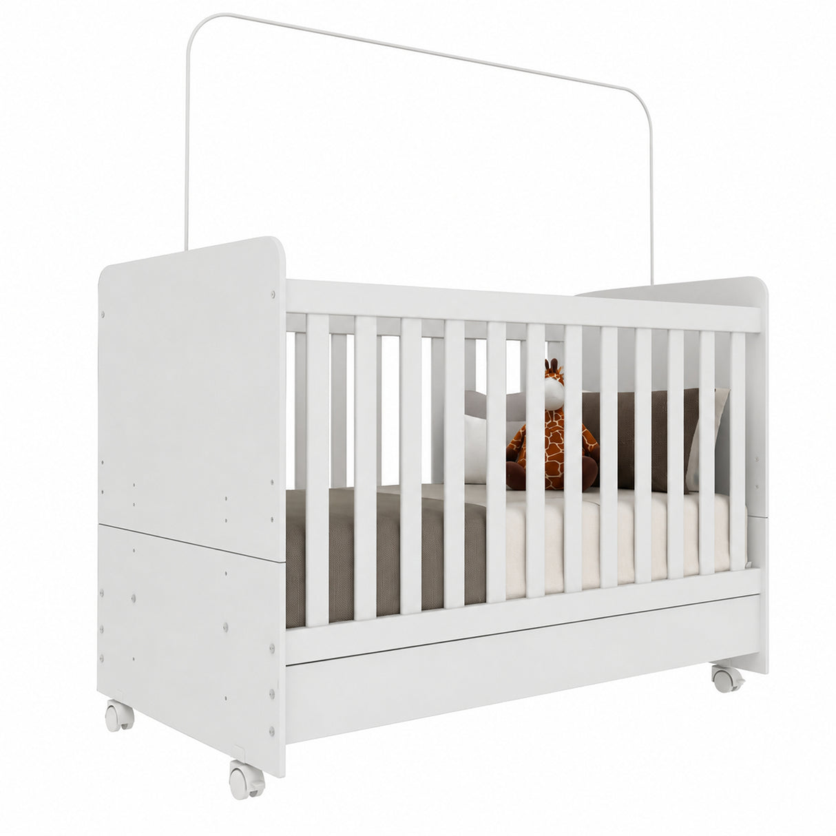 Cuna 3 en 1 Blanco 79x98cm para Colchón Infantil 60 X 130 Cm con Colchón y sin Cabecero