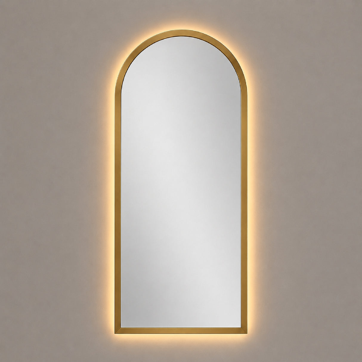 Espejo de Pared Led Dorado 60x120cm de Arco Superior Luz Cálida con Marco En Madera