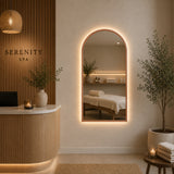 Espejo de Pared Led Oro Rosa 60x120cm de Arco Superior Luz Cálida con Marco En Madera