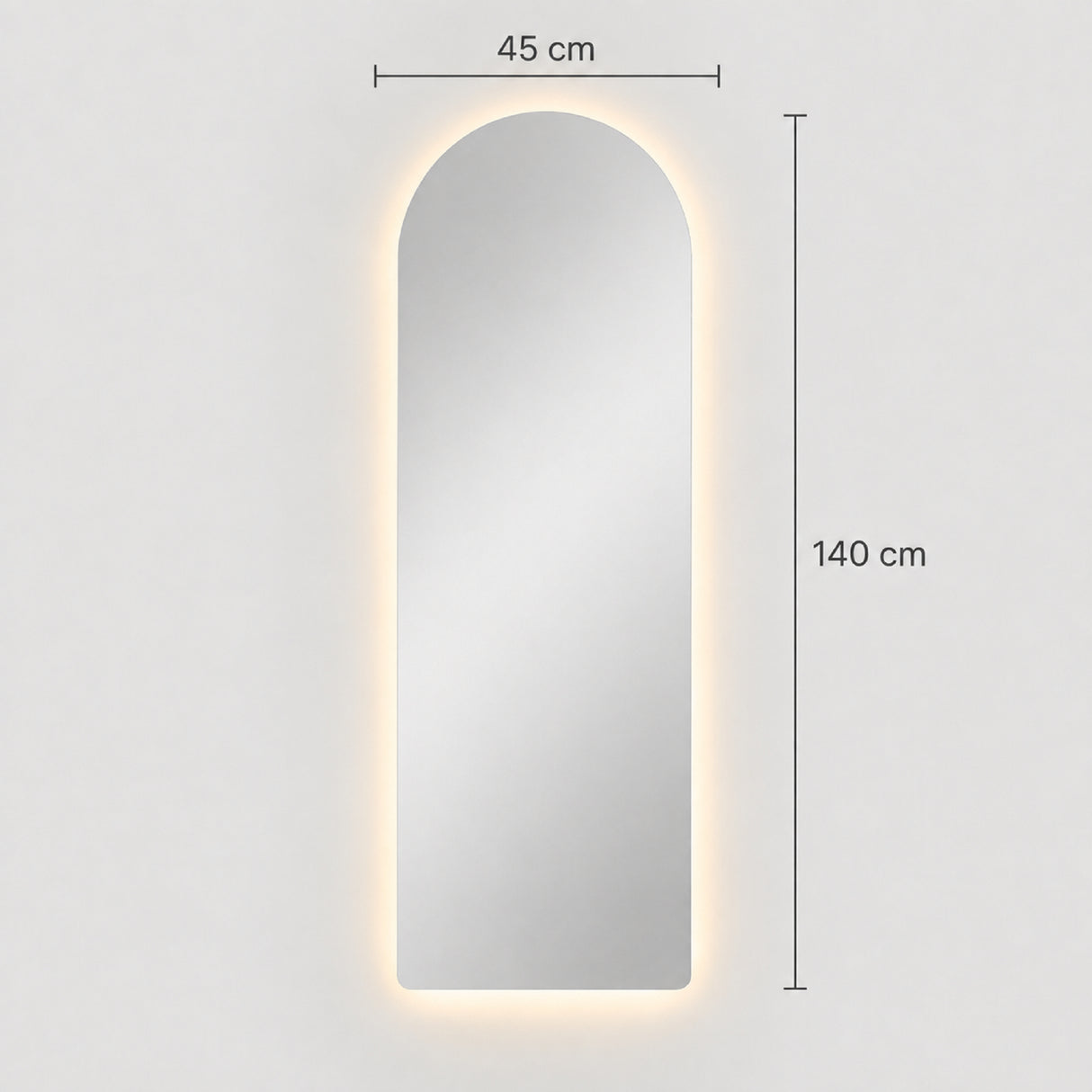 Espejo de Pared Led Verona 45x140cm de Arco Superior Luz Cálida