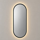 Espejo de Pared Led Negro 60x120cm Ovalado Luz Cálida con Marco En Madera