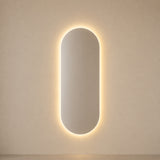 Espejo de Pared Led Porto 60x120cm Ovalado Luz Cálida con Marco En Madera