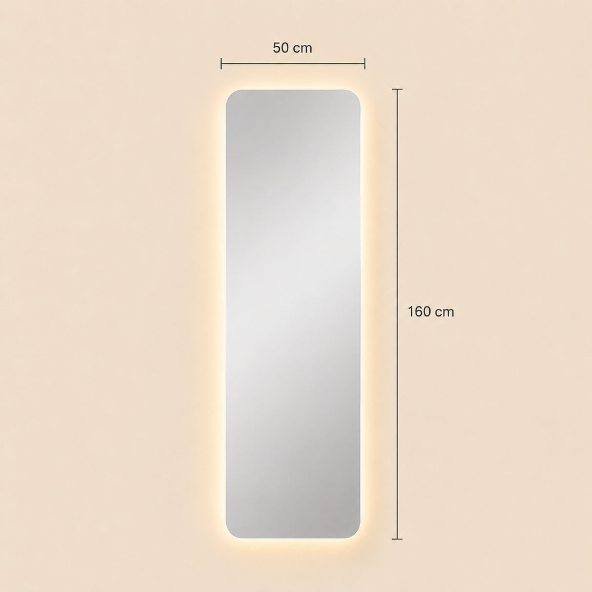 Espejo de Pared Led Parma 50x160cm Rectangular Luz Cálida