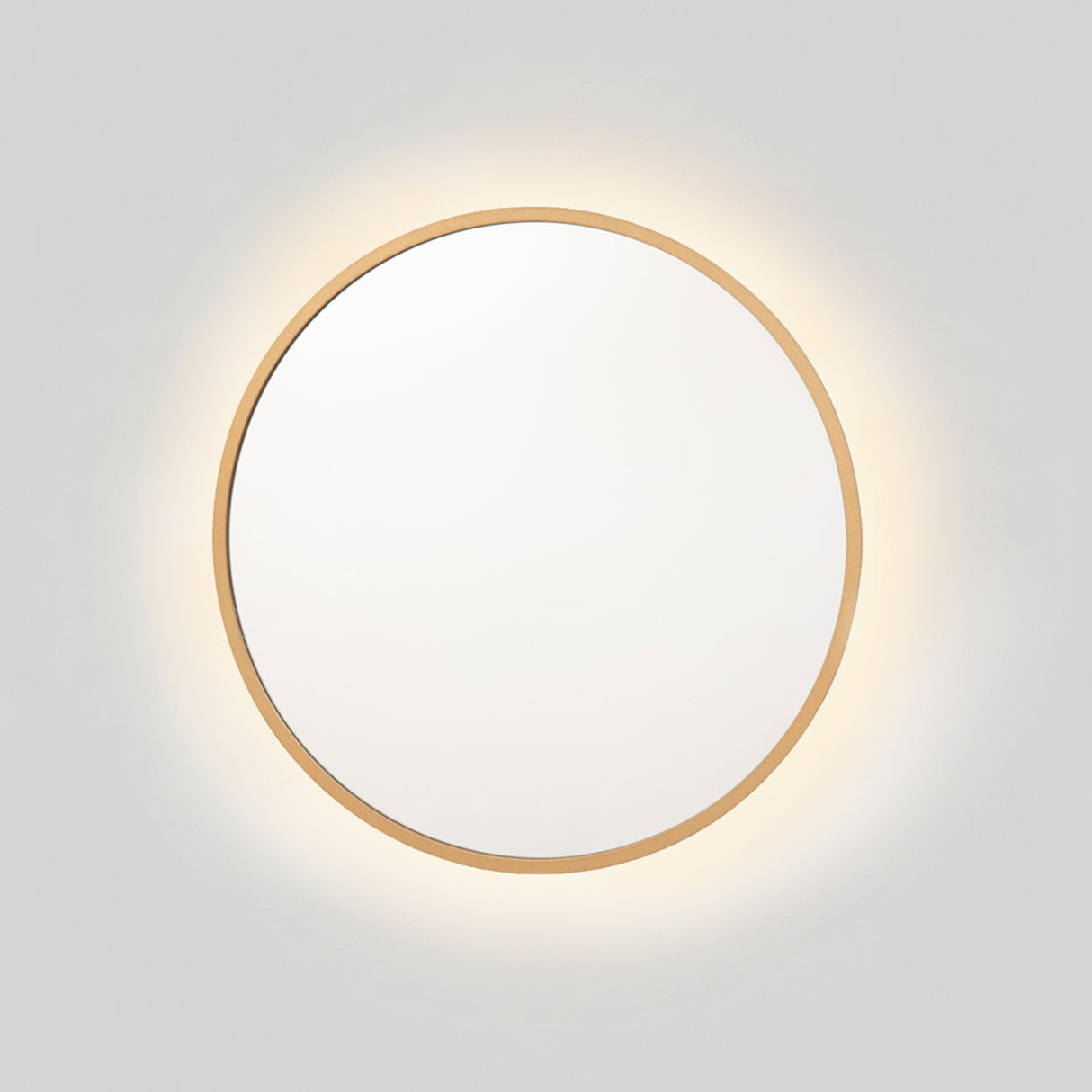 Espejo de Pared Led Dorado 40x40cm Redondo Luz Cálida con Marco En Madera