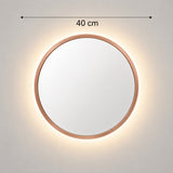 Espejo de Pared Led Oro Rosa 40x40cm Redondo Luz Cálida con Marco En Madera