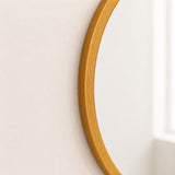 Espejo de Pared Led Dorado 60x60cm Redondo Luz Cálida con Marco En Madera