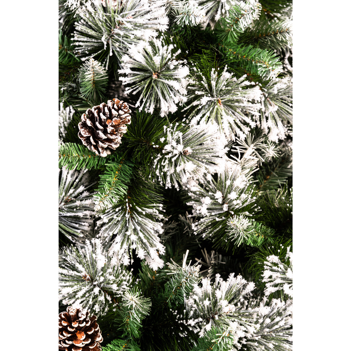 Árbol de Navidad Piñas Verde y Blanco Nieve 135x240cm de Piso
