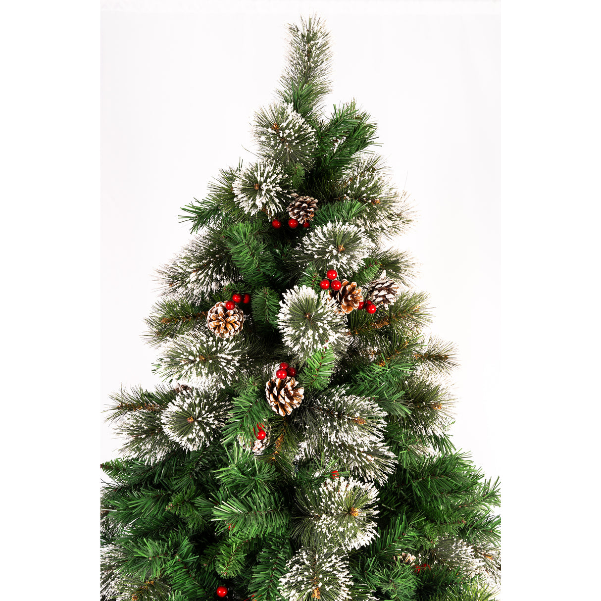 Árbol de Navidad Punta Nieve Piña Verde y Blanco Nieve 135x240cm de Piso