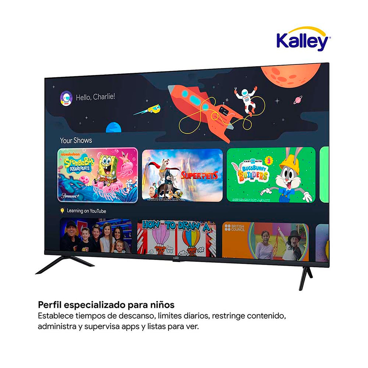Televisor Kalley Google TV LED Negro 4K 2160P 95.72x60.91cm de 43" Pulgadas Smart con Wifi y Bluetooth