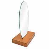 Espejo de Tocador 25x25cm Redondo con Base de Madera Color Caoba