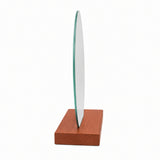 Espejo de Tocador 25x27cm Asimetrico con Base de Madera Color Caoba