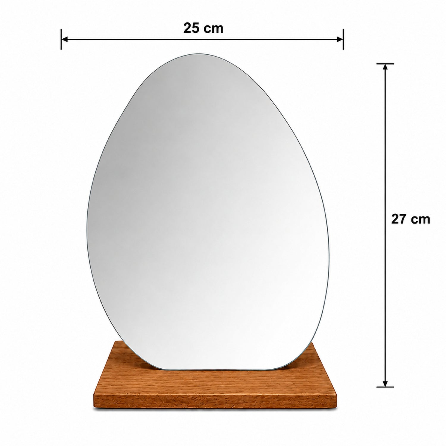 Espejo de Tocador 25x27cm Asimetrico con Base de Madera Color Caoba