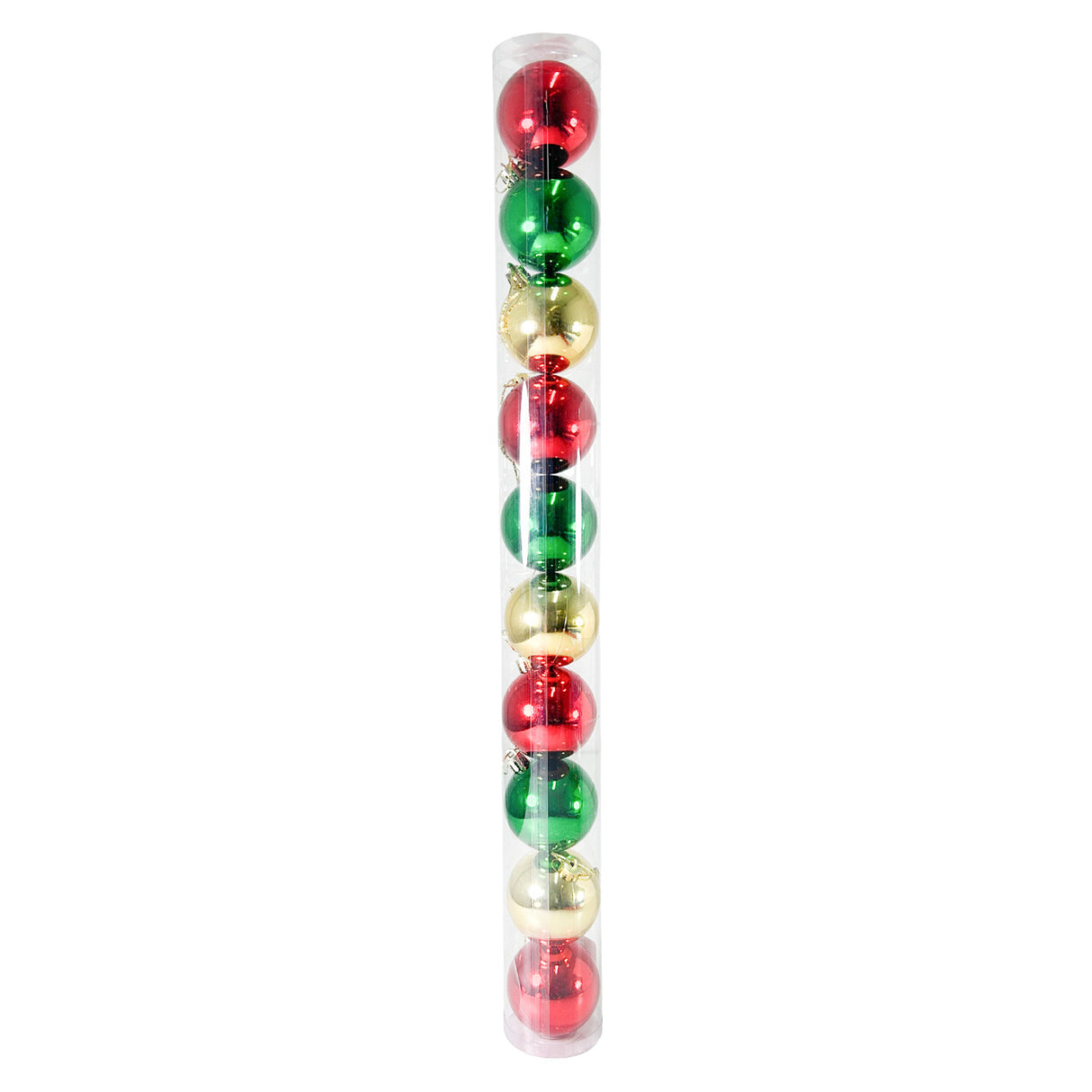 Tubo X 10 Bolas Navideñas Brillante Multicolor 6x6cm con Acabado Brillante Reutilizable