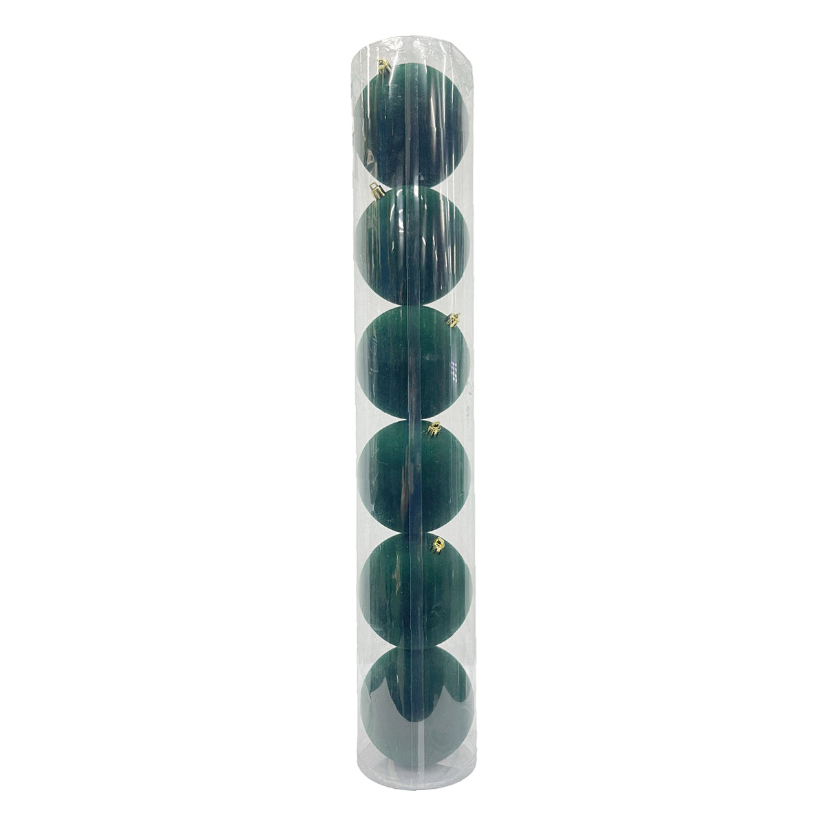 Tubo X 6 Bolas Navideñas Gamuzada Verde 8x8cm con Acabado Gamuzada Reutilizable