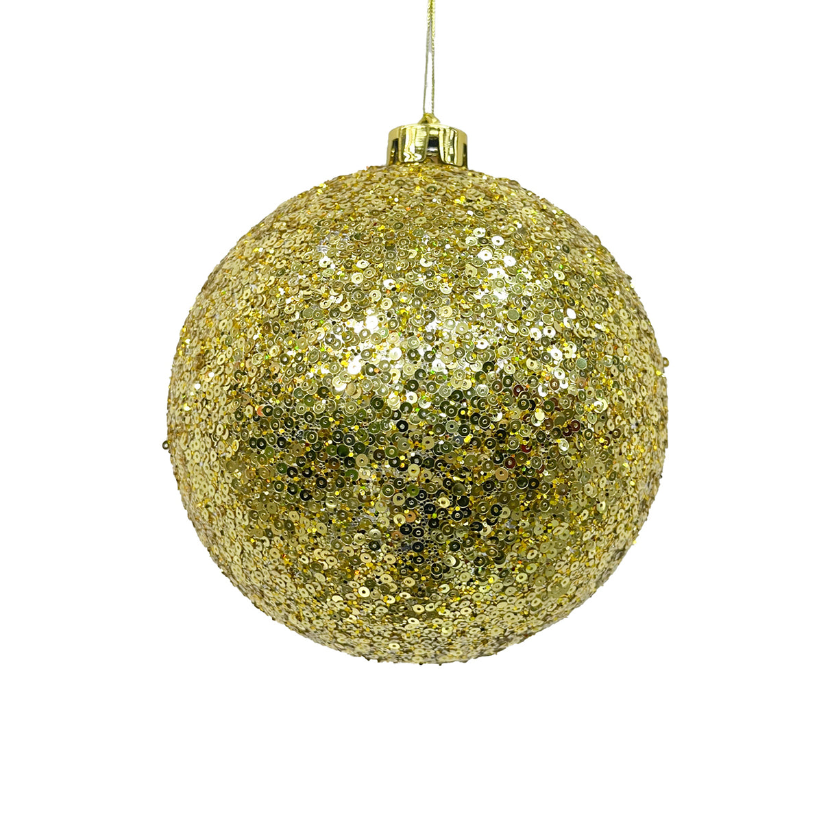 Bola Navideña Lentejuela Dorado 20x20cm con Acabado Brillante Reutilizable